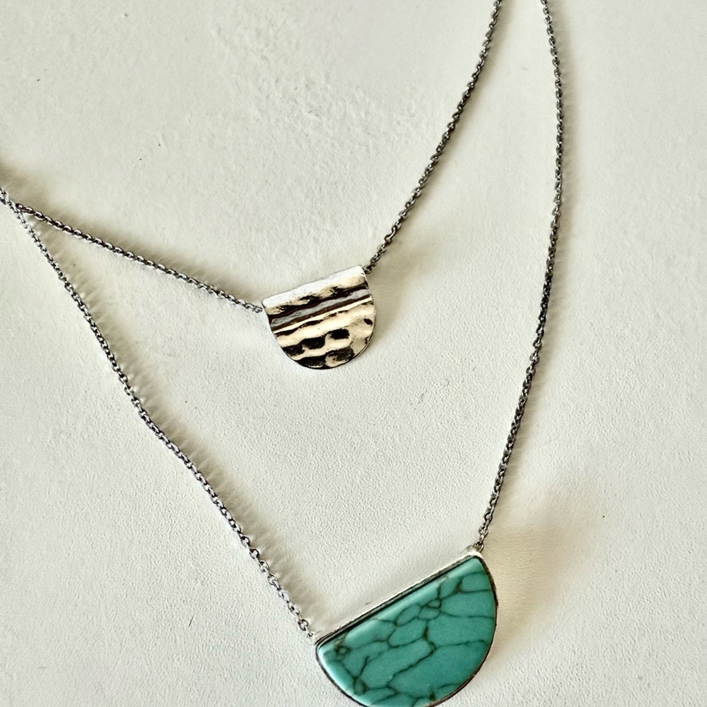 Double-Layered Turquoise and Silver Necklace